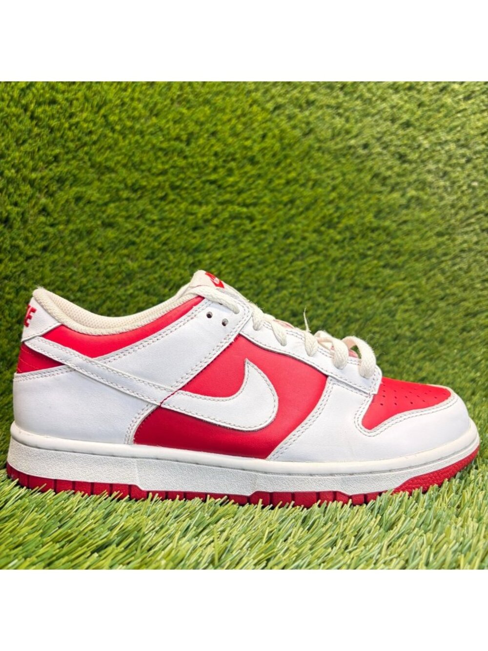 Nike Dunk Low GS Boys Size 7Y Red White Athletic Walking Leather Shoes Sneakers